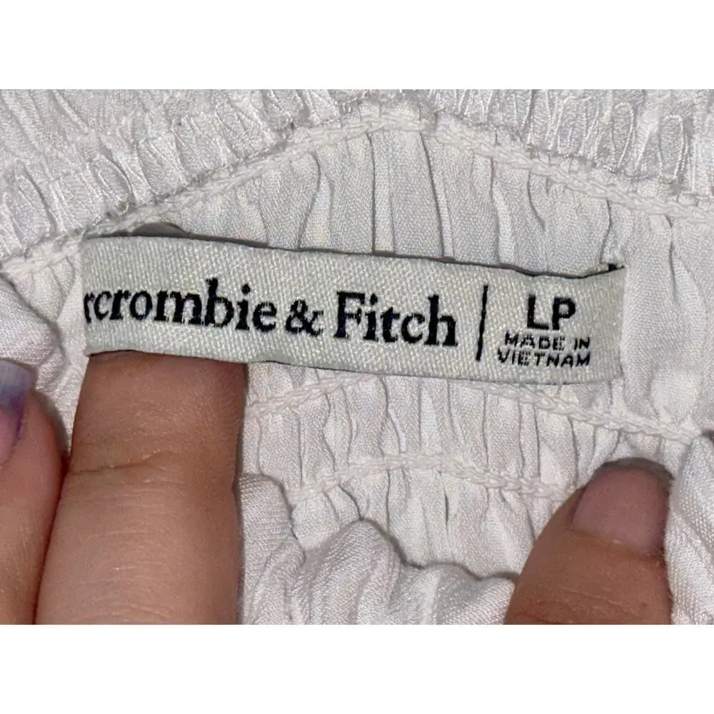 Abercrombie & Fitch White Smocked Tiered Sundress Maxi Dress Women Size L Petite